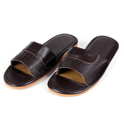 2022 New Leather Slippers Men Home Furnishing Indoor Floor Classic Footwear Casual Slides Leather Sandalias Zapatos Hombre - petguardiansupplies