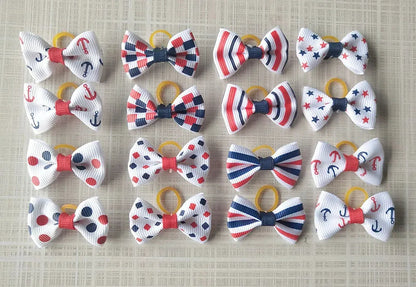 20 Pcs Dog Bows Pet Dog Grooming Accessories Products Handmade Christmas Small Dog Hair Bows Rubber Band Cat Hair Clips Boutique - petguardiansupplies