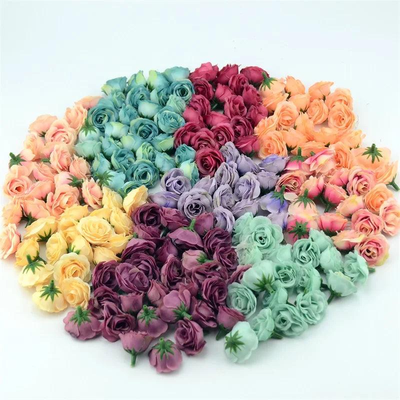 10/50/100pcs 2.5cm Mini Silk Artificial Rose Flower Heads For Wedding Party Home Decoration DIY Accessories Fake Flowers Craft - petguardiansupplies