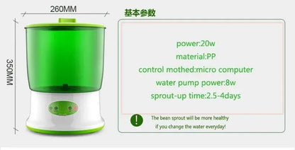 Intelligent Bean Sprouts Maker Thermostat Green Vegetable Seeds Growth Bucket Automatic Electric Sprout Buds Germinator Machine - petguardiansupplies