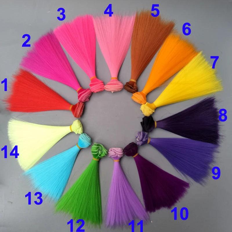 1pcs Doll Hair 15cm 25cm Pink Yellow Purple Green Blue Color Straight Doll Wigs for Russian Handmade Diy Accessory - petguardiansupplies