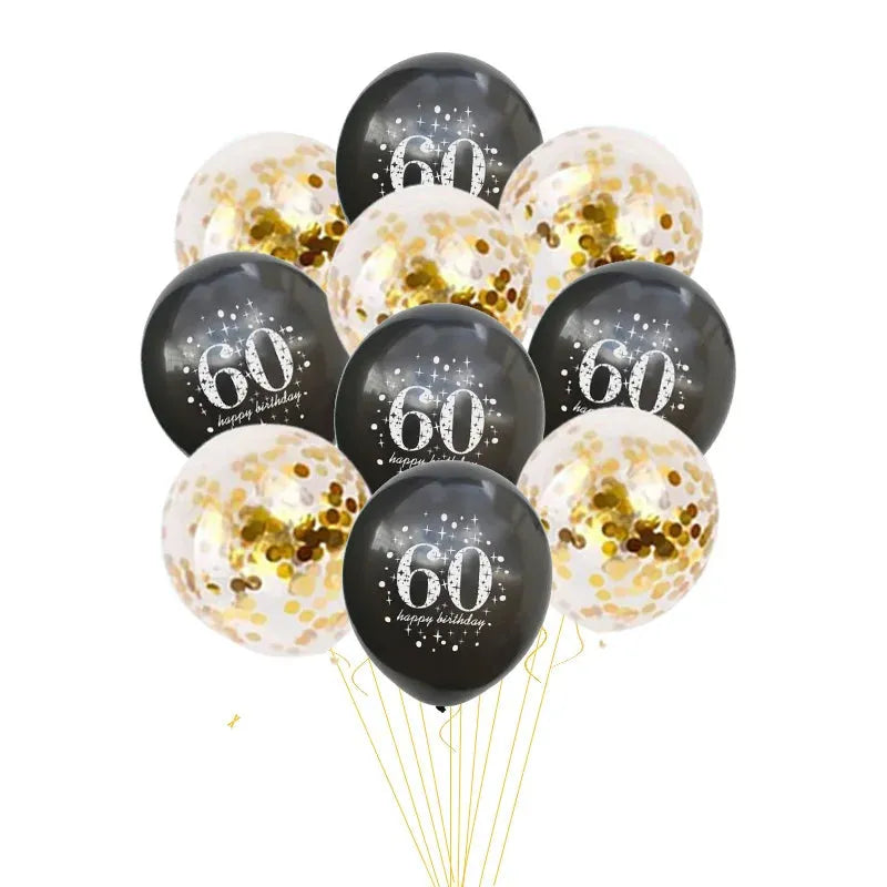 JOY-ENLIFE 10pcs Inflatable Confetti Balloons 12inch Latex Balloons 30 40 50 60 Years Birthday Party Adult Foil Helium Balloons - petguardiansupplies