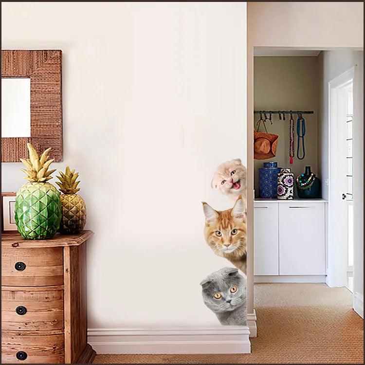 Dogs Cats 3D Wall Sticker Funny Door Window Wardrobe Fridge Decorations for Kids Room Home Decor Cartoon Animal Art Vinyl Decal - petguardiansupplies