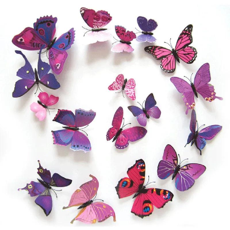 12Pcs 3D Magnet Butterflies Wall Stickers Butterfly Outdoor Bedroom Living Room Home Decor Fridage Decals For Wedding Decoration - petguardiansupplies