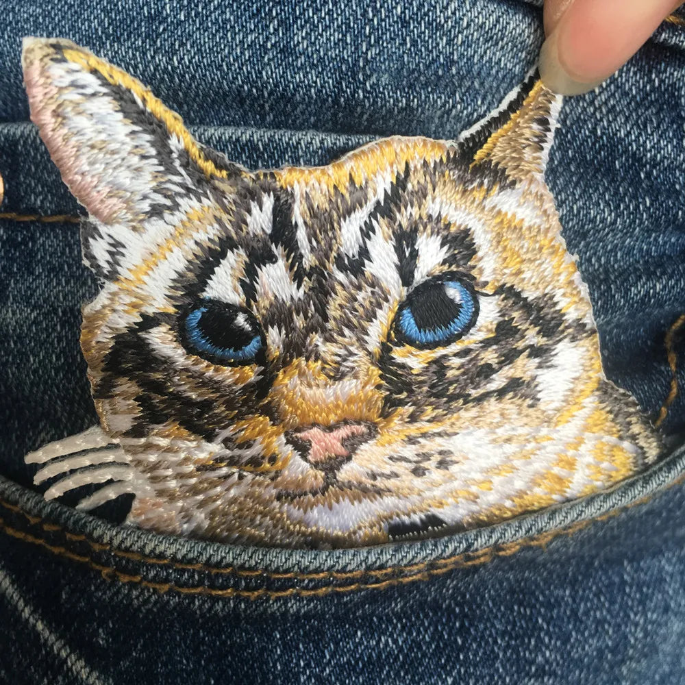 1PC cat patches for clothing iron embroidered patch applique iron on patches accessories badge stickers on clothes Jeans bags - petguardiansupplies