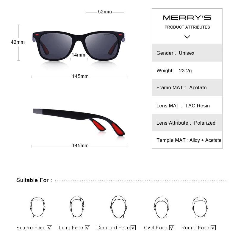 MERRYS DESIGN Men Women Classic Retro Rivet Polarized Sunglasses Lighter Design Square Frame 100% UV Protection S8508 - petguardiansupplies