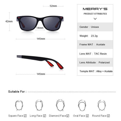 MERRYS DESIGN Men Women Classic Retro Rivet Polarized Sunglasses Lighter Design Square Frame 100% UV Protection S8508 - petguardiansupplies