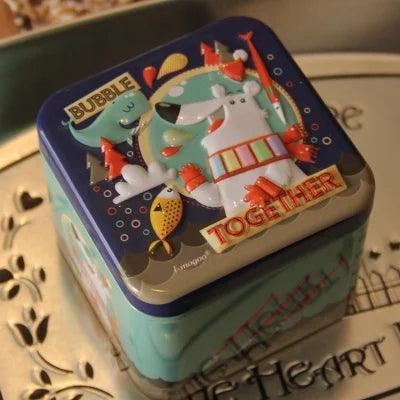 1PCS Exquisite 3D Cartoon Tin Box Biscuit /Tea leaf Sundries Container Case Metal Customizable Wholesale Child Gift Box Square - petguardiansupplies