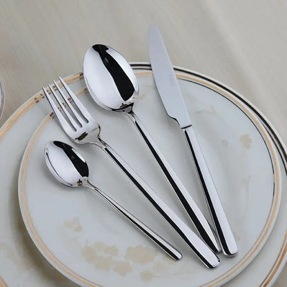 Cozy Zone 24 Pieces Cutlery Set Stainless Steel Tableware Western Dinnerware Set Classic Dinner Set Knife Fork Restaurant Dining - petguardiansupplies