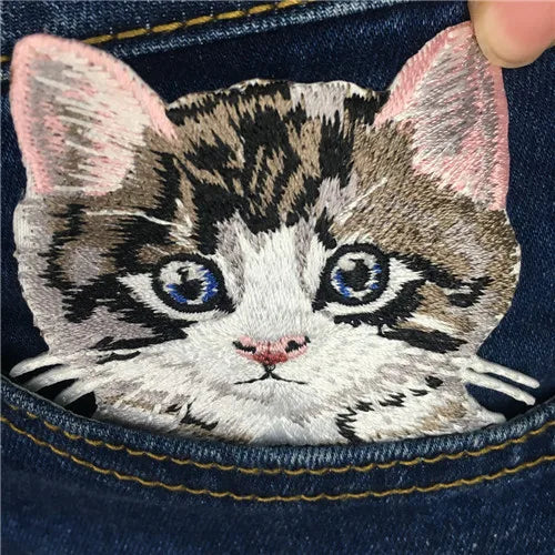 1PC cat patches for clothing iron embroidered patch applique iron on patches accessories badge stickers on clothes Jeans bags - petguardiansupplies