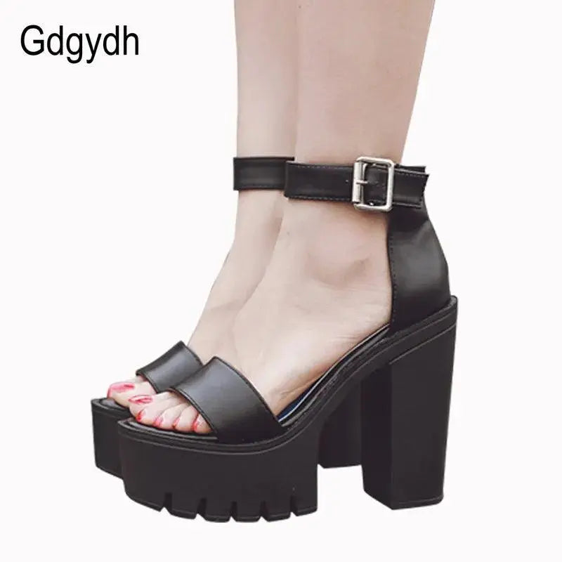 Gdgydh Summer Ankle Strap Sandal Shoes for Women High Heels Sandals Platform Back Zipper Sandals Fashion Party Model Show Pumps - petguardiansupplies