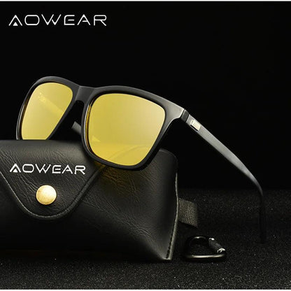 AOWEAR HD Night Vision Glasses Men Aluminium Yellow Lens Sunglasses Men Polarized Night Safe Driving Goggles Oculos Gafas De Sol - petguardiansupplies