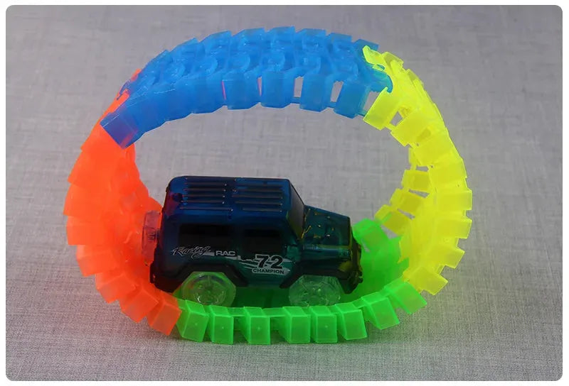 Glow Racing Track Set 5 Led Light Track Car Flexible Glowing Tracks Toy 162/165/220/240 Race Track Flexible Railway LED Car - petguardiansupplies