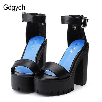 Gdgydh Summer Ankle Strap Sandal Shoes for Women High Heels Sandals Platform Back Zipper Sandals Fashion Party Model Show Pumps - petguardiansupplies