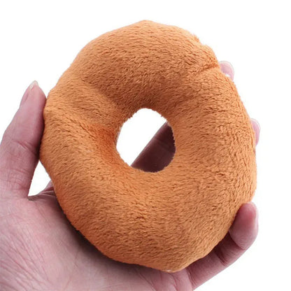 Soft Dog Donuts Plush Pet Dog Toys For Dogs Chew Toy Cute Puppy Squeaker Sound Toys Funny Puppy Small Medium Dog Interactive Toy - petguardiansupplies