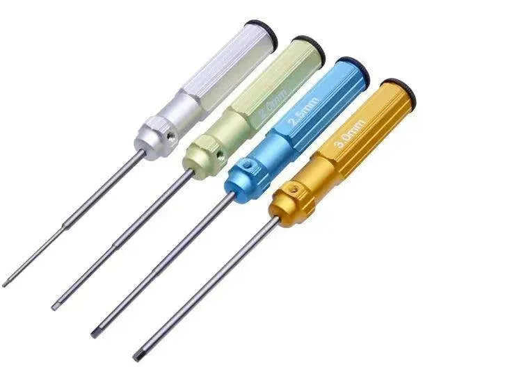 RC Tools 4 pcs hex screw driver set titanium plating hardened 1.5 2.0 2.5 3.0mm screwdriver For RC helicopter Boat Car toys - petguardiansupplies