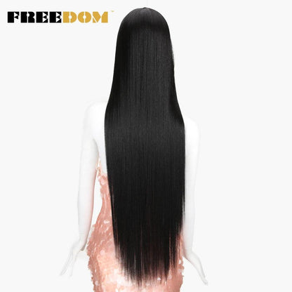 FREEDOM Synthetic Lace Front Wigs For Women Super Long 38Inch Ombre Blonde Highlight Ginger Straight Lace Wigs Cosplay Wigs - petguardiansupplies