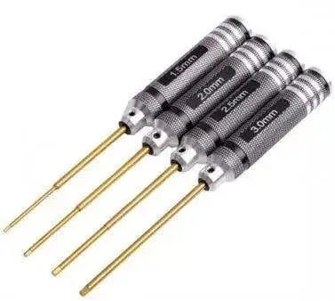 RC Tools 4 pcs hex screw driver set titanium plating hardened 1.5 2.0 2.5 3.0mm screwdriver For RC helicopter Boat Car toys - petguardiansupplies