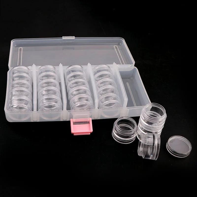 Transparent Empty case 190*95mm (With 25 Pcs Small Box) Nail Art Tip Glitter Boxes Storage Nail Art Rhinestone Case Removable - petguardiansupplies