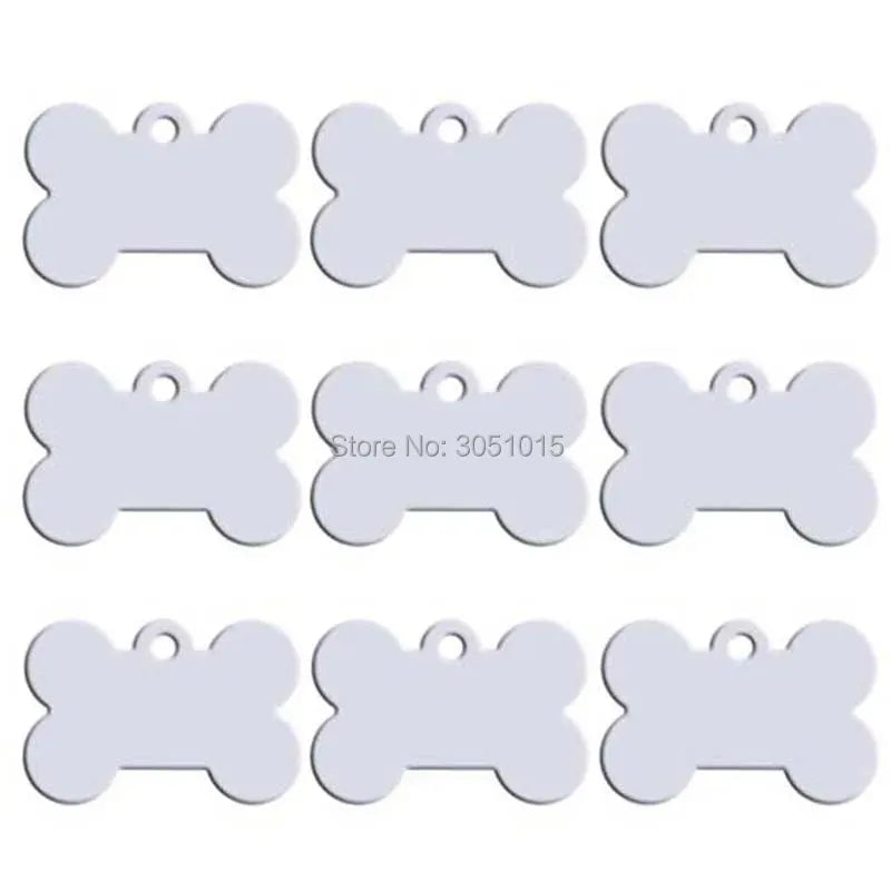 Wholesale 20pcs Bone Double Sides Personalized Dog ID Tags Aluminum Customized Cat Puppy Name Phone No. Tags Plate Keyrings - petguardiansupplies