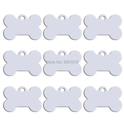 Wholesale 20pcs Bone Double Sides Personalized Dog ID Tags Aluminum Customized Cat Puppy Name Phone No. Tags Plate Keyrings - petguardiansupplies