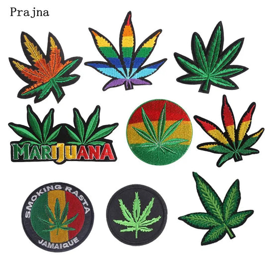 Prajna Fashion Leaf Patch 10Style Embroidery Iron On Cheap Patches For Clothing Jeans Jacket Cap Applique Badges DIY Accessories - petguardiansupplies