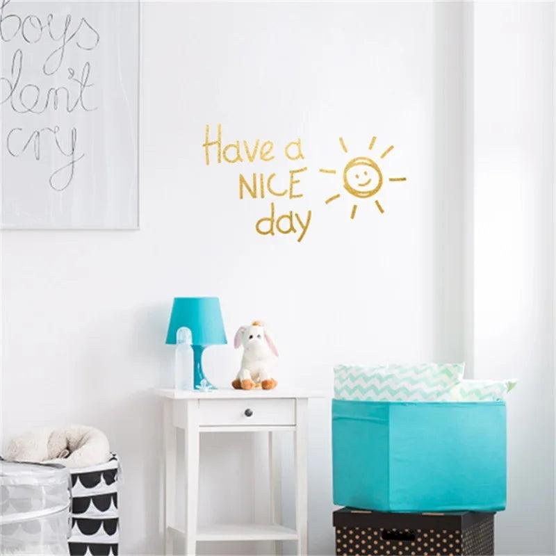 Have a NICE Day Lovely Sun Vinyl Wall Sticker Living Room Bedroom Home Decoration Decals Art English Alphabet Stickers Wallpaper - petguardiansupplies