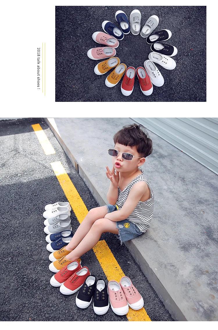 New Spring Summer Kids Shoes For Boys Girls Insole 13.5-18CM Candy Color Children Casual Canvas Sneakers Soft Fashion Sneakers - petguardiansupplies