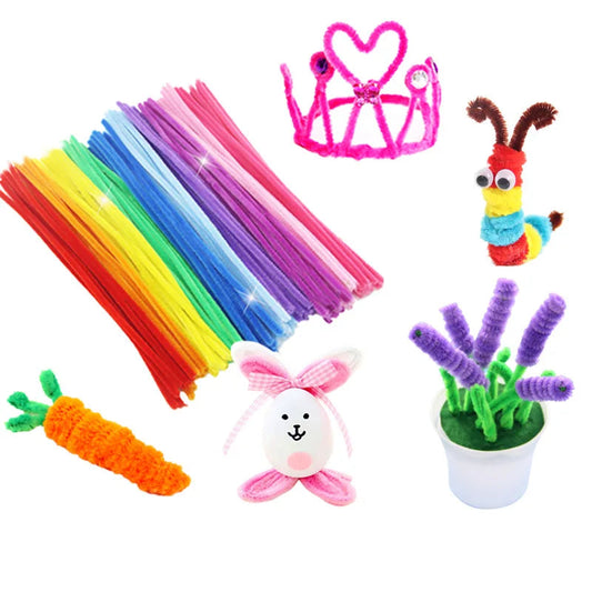 50Pcs 30cm Colorful Chenille Stems Pipe Cleaners For Diy Kids Diy Plush Educational Toys Handmade Art Crafts Supplies - petguardiansupplies