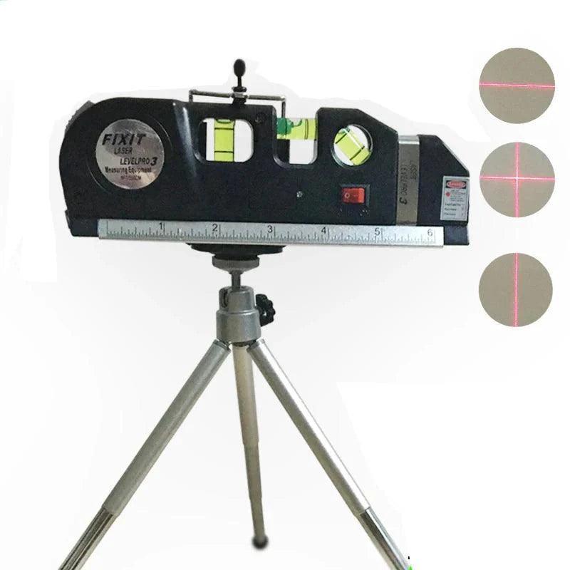 4 in 1 Accurate Multipurpose Laser Level Lever with Tripod Cross Projects Horizontal Vertical Laser Light Beam Measure Tape - petguardiansupplies