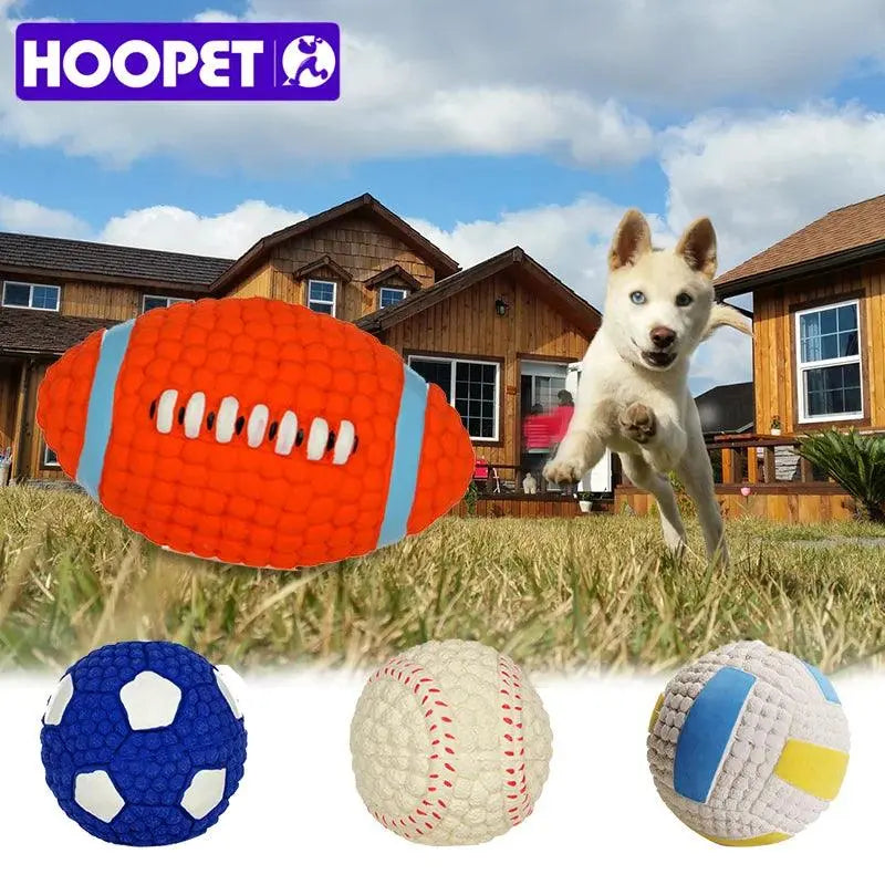 HOOPET Pet Dog Toy Balls Squeak Puppy Toys Interesting Tennis Football Tooth Cleaning Toys for Dogs - petguardiansupplies