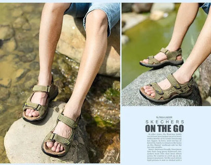 New Fashion Summer Leisure Men Shoes Beach Sandals High Quality Genuine Leather Sandals Soft Large Size Men's Sandals Size 38-48 - petguardiansupplies