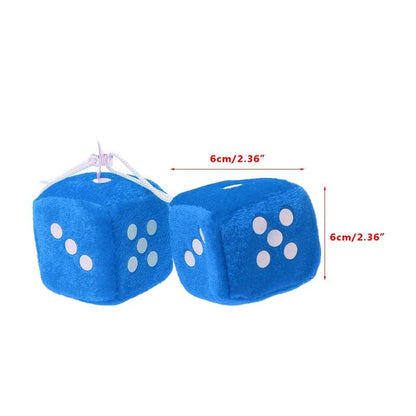 1 Pair Fuzzy Dice Dots Rear View Mirror Hanger Decoration Car Styling Accessorie - petguardiansupplies