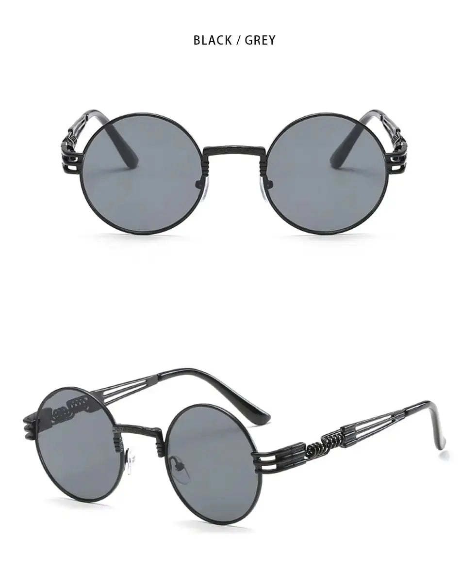 Fashion Retro Round Metal Sunglasses for Men and Women - Double Spring Leg Colourful Eyewear UV400 - petguardiansupplies