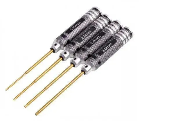 RC Tools 4 pcs hex screw driver set titanium plating hardened 1.5 2.0 2.5 3.0mm screwdriver For RC helicopter Boat Car toys - petguardiansupplies