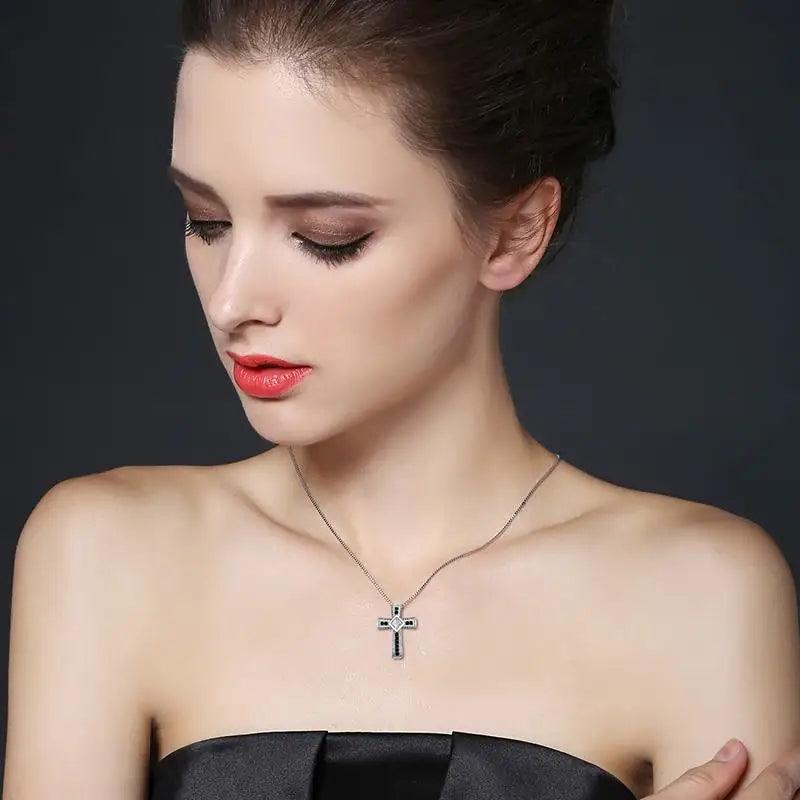 2024 New Cross Necklace Silver Color Classic Cross Jewelry Trendy Engagement Necklaces for Women Wedding Pendants P106 - petguardiansupplies