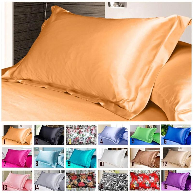 1pc Pure Emulation Silk Satin Pillowcase Single Pillow Cover Multicolor 48*74cm - petguardiansupplies