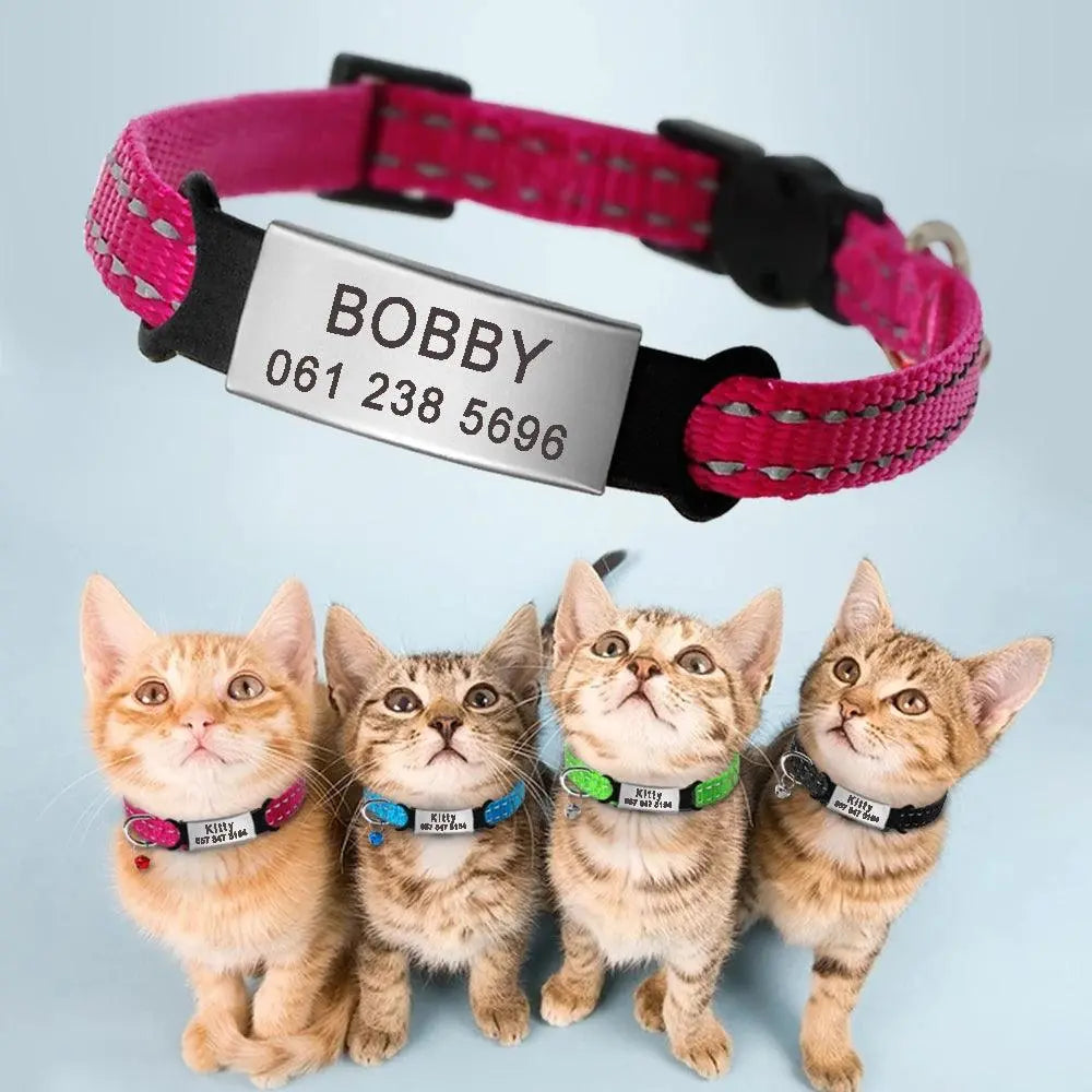 Quick Release Cat Collar Safety Custom Puppy Kitten ID Collars Reflective Breakaway With Bell For Small Cats Adjustable XXS XS - petguardiansupplies