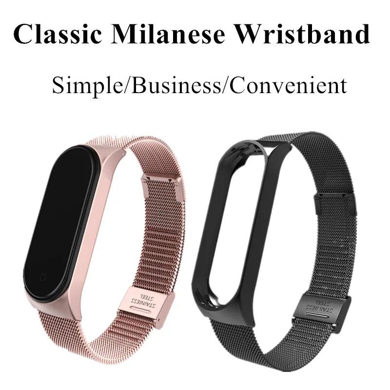 Metal Strap bracelet for Xiaomi mi band 7 6 5 3 4 strap Stainless Steel MiBand 4 Smart Wrist Strap for xiao mi miband 4 3 straps - petguardiansupplies