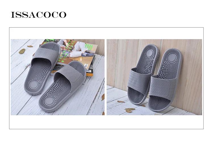 ISSACOCO Men's Flat Indoor Massage Slippers Men Home Non-slip Massage Slippers Zapatos Hombre Beach Flip Flops Men's Slides - petguardiansupplies