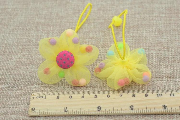 2PCS/Lot New Fashion Candy Color Scrunchy Headband Girls Bow Flower Rabbit Hair Accessories Flower Hair Bands Rubber Gum Ornamen - petguardiansupplies