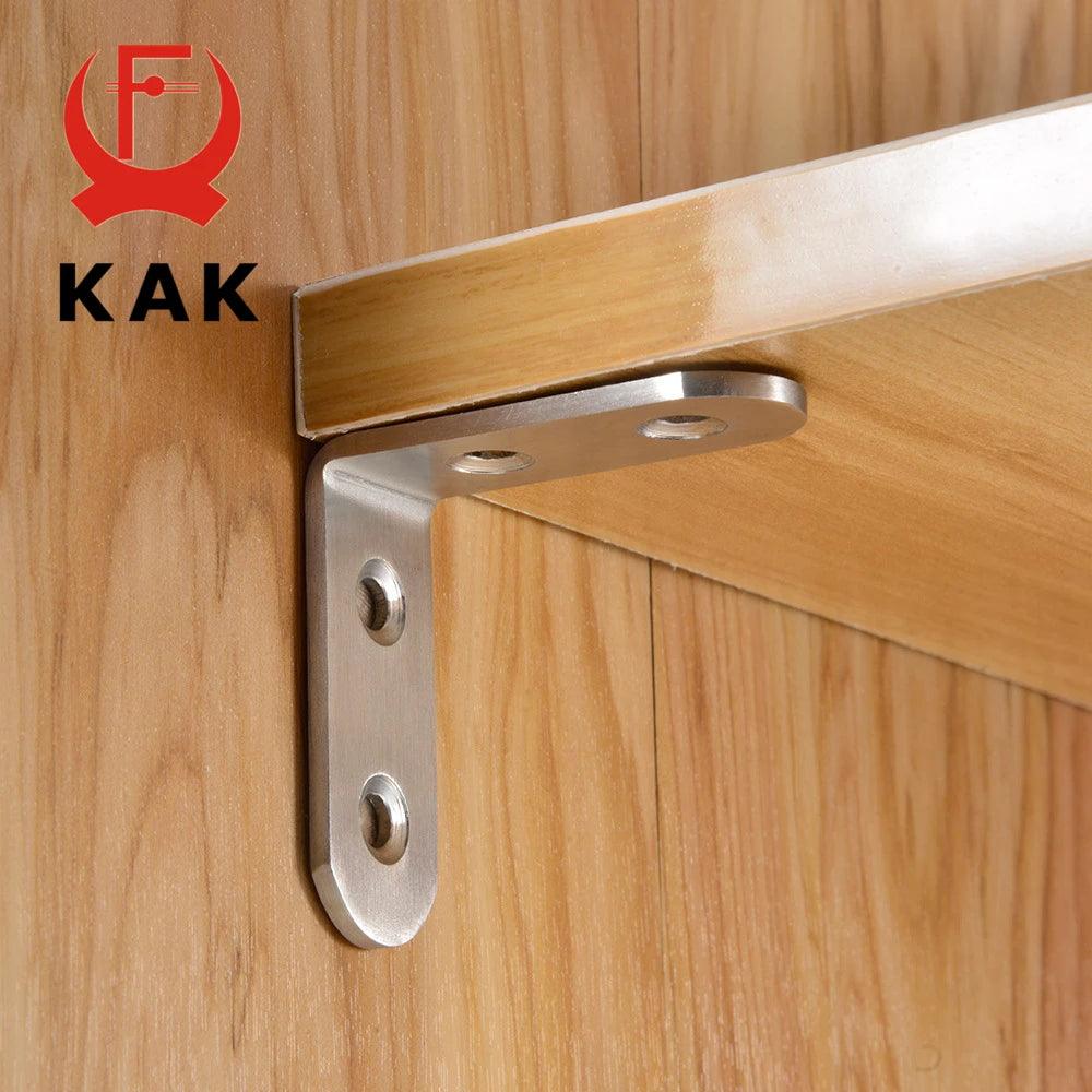 KAK 10PCS Stainless Steel Angle Corner Brackets Fasteners Protector Seven Size Corner Stand Supporting Furniture Hardware - petguardiansupplies