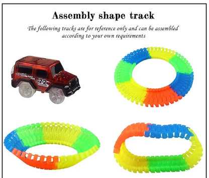 Glow Racing Track Set 5 Led Light Track Car Flexible Glowing Tracks Toy 162/165/220/240 Race Track Flexible Railway LED Car - petguardiansupplies