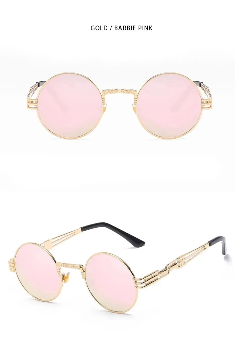 Fashion Retro Round Metal Sunglasses for Men and Women - Double Spring Leg Colourful Eyewear UV400 - petguardiansupplies