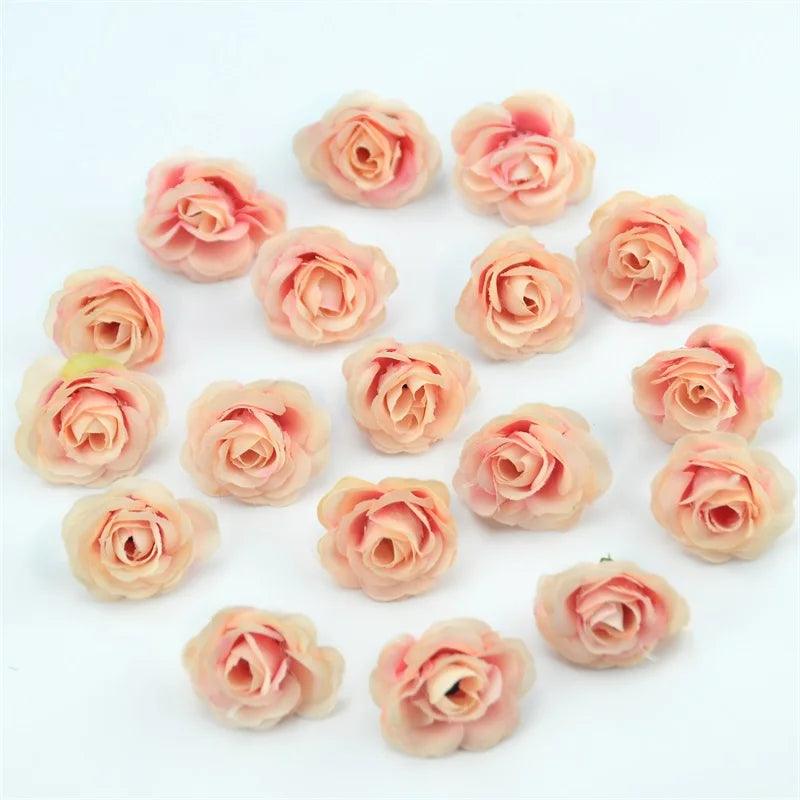 10/50/100pcs 2.5cm Mini Silk Artificial Rose Flower Heads For Wedding Party Home Decoration DIY Accessories Fake Flowers Craft - petguardiansupplies