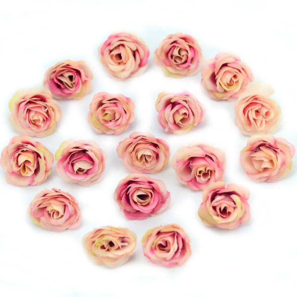 10/50/100pcs 2.5cm Mini Silk Artificial Rose Flower Heads For Wedding Party Home Decoration DIY Accessories Fake Flowers Craft - petguardiansupplies