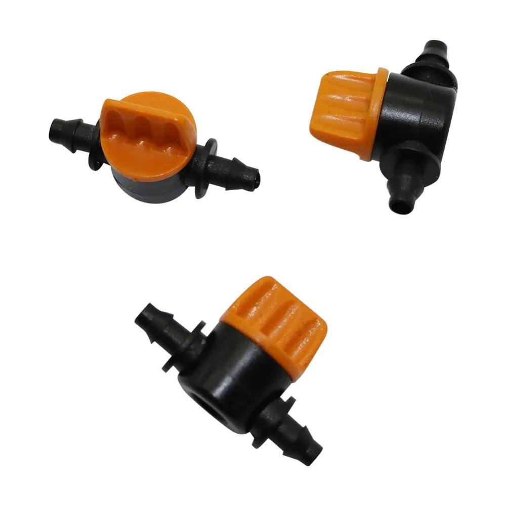 100 Pcs 1/4" Pipe Mini Valve Garden Watering Irrigation Shut Off Controller 4/7mm Hos Waterstope End Barbed Miniature Valve - petguardiansupplies