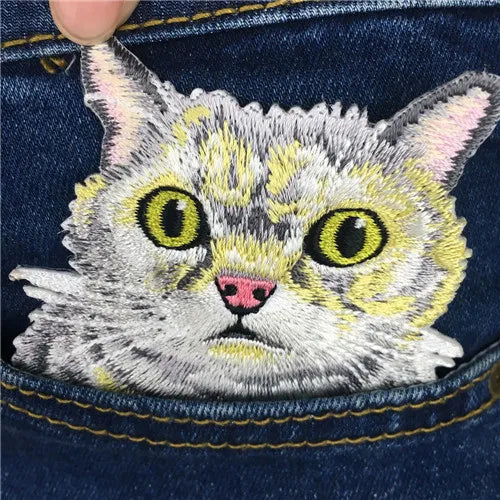 1PC cat patches for clothing iron embroidered patch applique iron on patches accessories badge stickers on clothes Jeans bags - petguardiansupplies