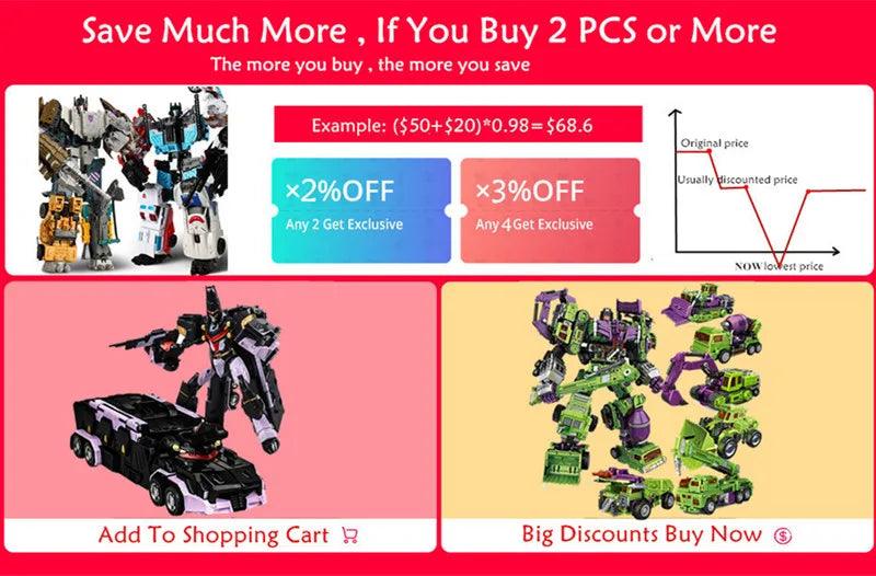 Haizhixing 5 IN 1 Transformation Robot Car Toys Anime Devastator Aircraft Tank Model KO Boys Truck Collection Kid Adult Gift - petguardiansupplies