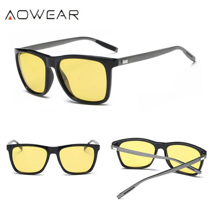 AOWEAR HD Night Vision Glasses Men Aluminium Yellow Lens Sunglasses Men Polarized Night Safe Driving Goggles Oculos Gafas De Sol - petguardiansupplies